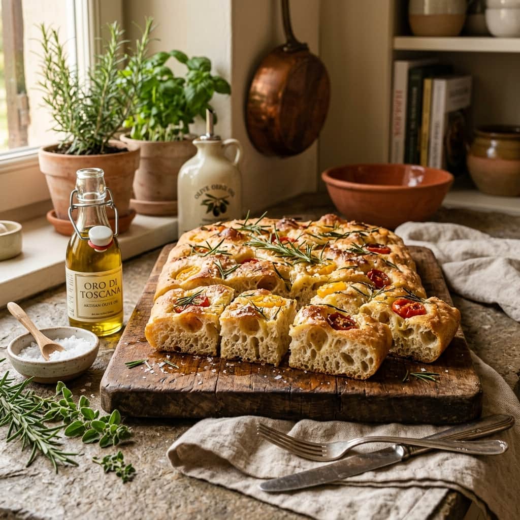 DailyMaya İtalyan usulü ekşi mayalı focaccia — biberiyeli, zeytinyağlı